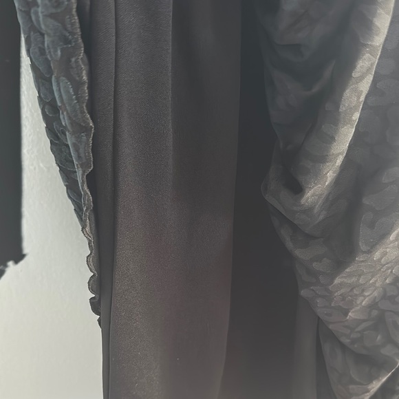 Girls Black Velvet Burnout Ribbed Dress Long Sleeve Stretch Party M 10/12 - Picture 7 of 10